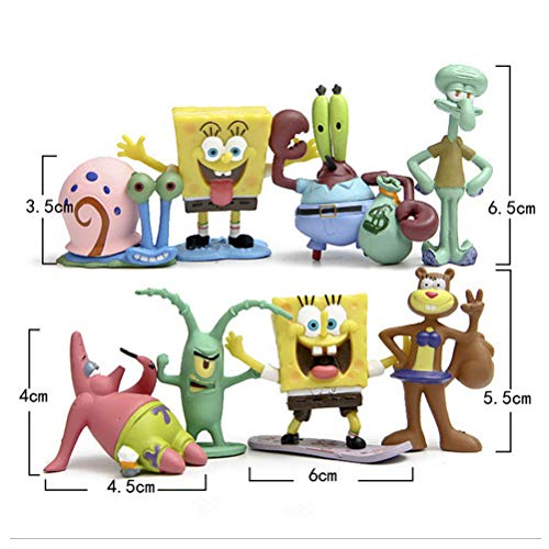 passer 8 muñecos de dibujos animados de Bob Esponja Juguetes, figura de anime muñeca linda figura de pulpo ornamento decoración del coche para niños