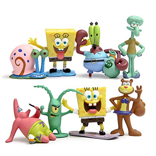 passer 8 muñecos de dibujos animados de Bob Esponja Juguetes, figura de anime muñeca linda figura de pulpo ornamento decoración del coche para niños