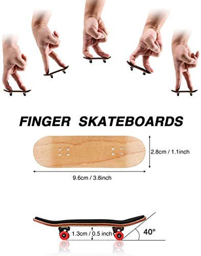 Patineta de Dedo, Actualizar Mini Diapasón Profesionales Monopatines de Juguete para Dedos Madera de Arce Ensamblaje de Bricolaje Finger Skateboard Juguete Juegos Deportivos Regalo para Niños (Rojo)