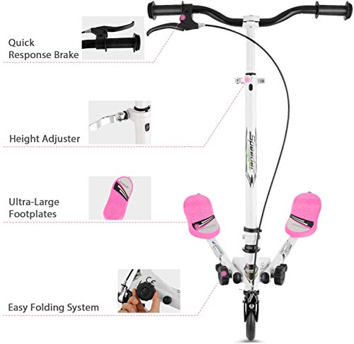 Patinete Scooter de 3 Ruedas Swing Y Fliker Scooter Plegable Altura Ajustable, para Niños de 5 +/Adolescentes/Adultos