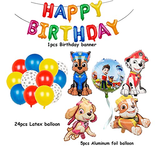 Patrulla Canina Feliz Cumpleaños Decoración Paw Dog Patrol Globo Paw Dog Patrol Banners de Cumpleaños Paw Dog Patrol Globo De Aluminio para Niños Decoración de Cumpleaños Regalos