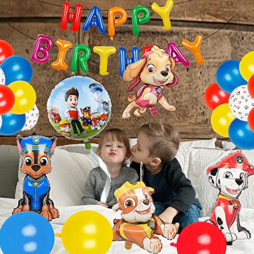 Patrulla Canina Feliz Cumpleaños Decoración Paw Dog Patrol Globo Paw Dog Patrol Banners de Cumpleaños Paw Dog Patrol Globo De Aluminio para Niños Decoración de Cumpleaños Regalos