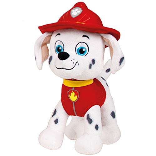 PATRULLA CANINA (PAW PATROL) - PELUCHE PERSONAJE MARSHALL, DALMATA BOMBERO (30CM DE PIE) SUAVE Y TIERNO - COLOR ROJO -