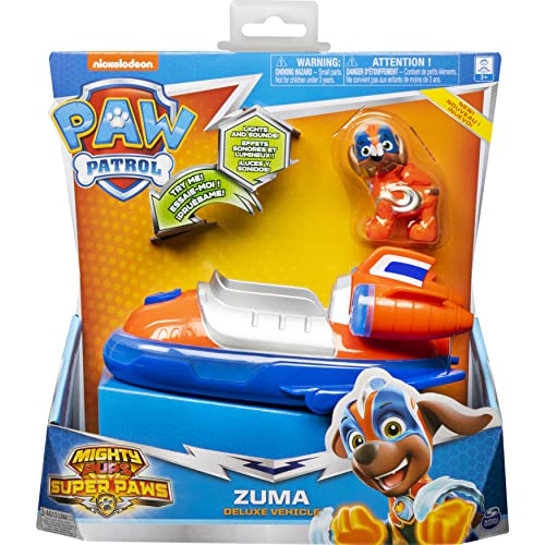 Paw Patrol 6054651 - Juguete Infantil, vehículo y Figura de Zuma Mighty Pup de la Patrulla Canina