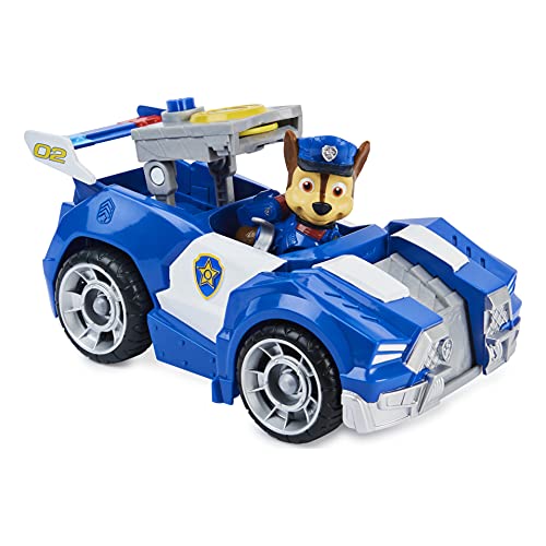 PAW PATROL Chase's Deluxe Movie Transforming Toy Car con Figura de acción Coleccionable, Juguetes para niños a Partir de 3 años