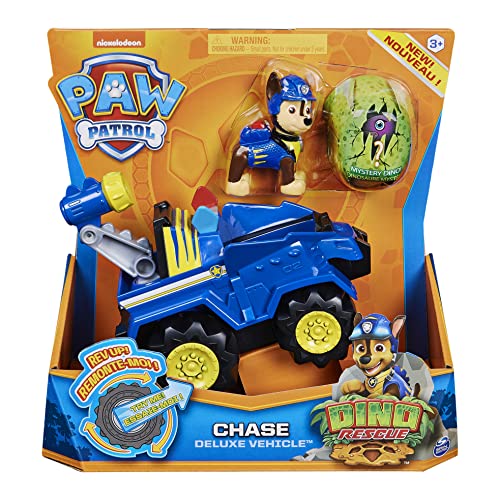 PAW Patrol Dino Rescue Chase Deluxe Rev Up Vehículo con Misterio Figura de Dinosaurio