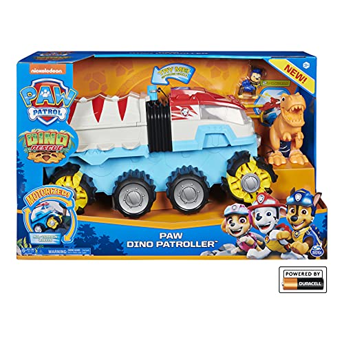 PAW Patrol Dino Rescue Dino Patroller motorizado vehículo del Equipo con Figuras exclusivas de Chase y T-Rex