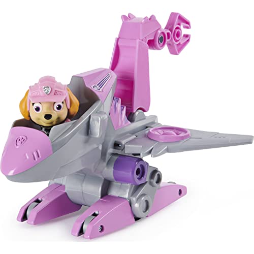 PAW Patrol Dino Rescue Skye's Deluxe Rev Up Vehículo con Figura de Dinosaurio Misterioso