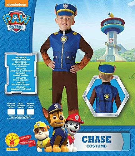 Paw Patrol - Disfraz Chase (Rubies 630718-T), 2-3 años, altura 98 cm