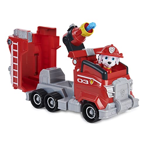 PAW PATROL Marshall's Deluxe Movie Transforming Fire Engine Toy Car con Figura de acción Coleccionable, Juguetes para niños a Partir de 3 años