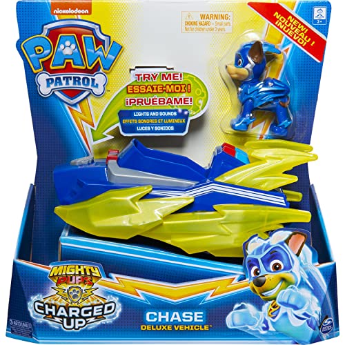 PAW Patrol Mighty Pups Charged Up Chase - Vehículo de Lujo con Luces y Sonidos