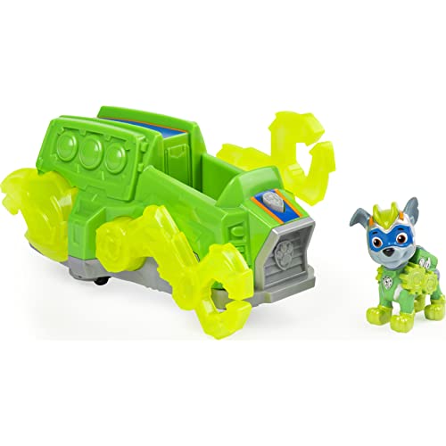 PAW Patrol Mighty Pups Charged Up Rocky's Deluxe - Vehículo con Luces y Sonidos de la Patrulla Canina