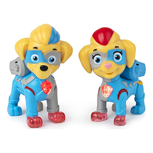 PAW Patrol Mighty Pups Super Paws, Mighty Twins Light Up Figuras, Paquete de 2, para niños de 3 años en adelante