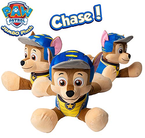 PAW PATROL Peluches de los Perritos Chase Marshall y Skye, Juguetes Patrulla Canina 53 cm, Merchandising Oficial Niños y Niñas (Chase)