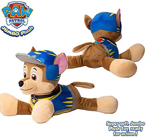 PAW PATROL Peluches de los Perritos Chase Marshall y Skye, Juguetes Patrulla Canina 53 cm, Merchandising Oficial Niños y Niñas (Chase)