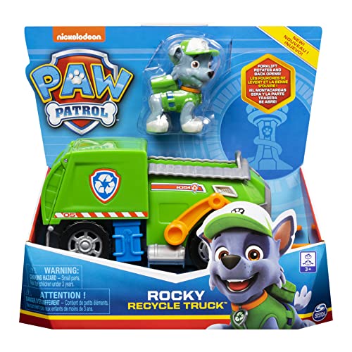 PAW PATROL Recycling mit Rocky-Figur (Basic Vehicle/Basis Fahrzeug) Reciclado de la Patrulla Canina vehículo, Color no se Puede aplicar. (Spin Master 6061804)