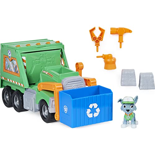 PAW Patrol Rocky's Reuse It Deluxe Truck con Figura Coleccionable y 3 Herramientas, para niños de 3 años en adelante