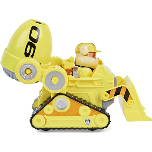 Paw Patrol - Rubble's Deluxe - Vehículo de Juguete transformable con Figura de acción Coleccionable, de la película la Patrulla Canina, Juguetes para niños a Partir de 3 años