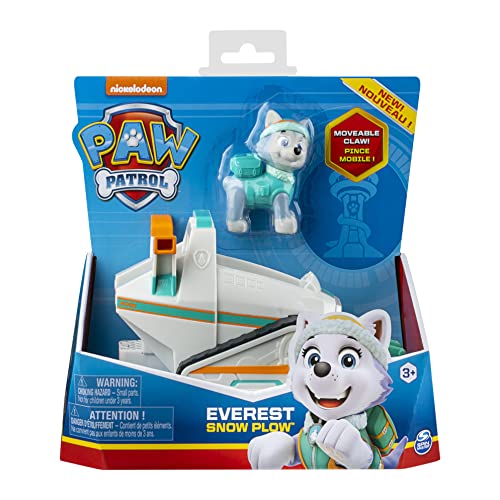 PAW PATROL Schneefahrzeug mit Vehicle/Basis Fahrzeug Nieve de la Patrulla Canina con Figura de Everest (vehículo básico), Color no se Puede aplicar. (Spin Master 6061802)