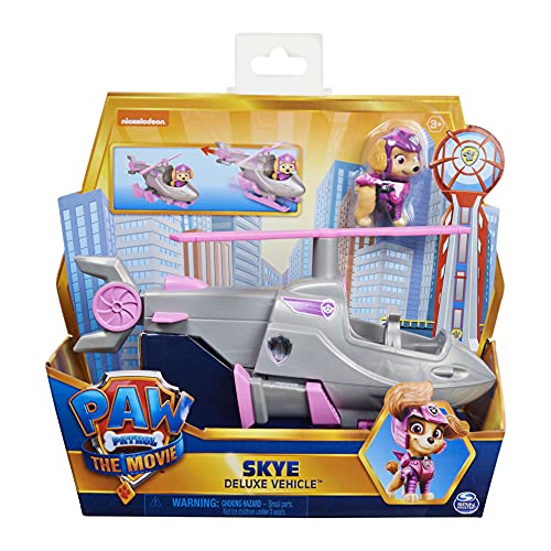 PAW PATROL Skye's Deluxe película Transformador Coche de Juguete con Figura de acción Coleccionable, Juguetes para niños a Partir de 3 años