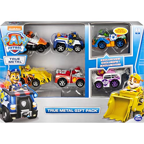 PAW Patrol True Metal Classic Gift Pack de 6 vehículos de fundición a presión, Escala 1:55