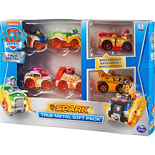 Paw Patrol True Metal Set de Regalo con Seis vehículos de Metal, versión Spark