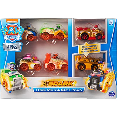 Paw Patrol True Metal Set de Regalo con Seis vehículos de Metal, versión Spark