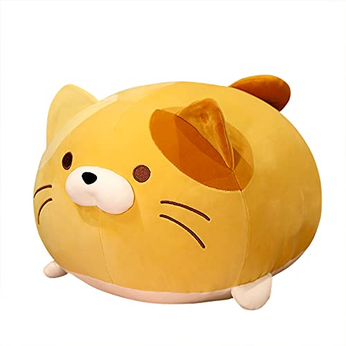 PEDEIECL Almohada Muy Suave para Gatos Animal de Peluche con Gatito de Felpa, Se Puede Usar para Camas y sillones, Los Mejores Regalos para niñas y niños ... (Naranja, Medium)