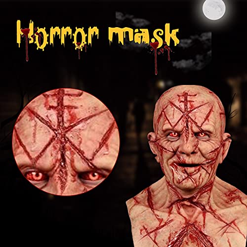 PEKLOKIW Máscara espeluznante para Halloween, máscara terrorífica, máscara para cicatrices, cosplay, terrorista, 3D, realista, cobertura para la cara miedante