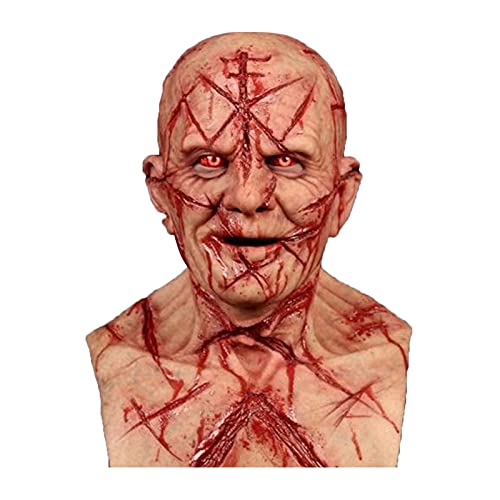 PEKLOKIW Máscara espeluznante para Halloween, máscara terrorífica, máscara para cicatrices, cosplay, terrorista, 3D, realista, cobertura para la cara miedante