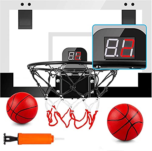 PELLOR Canasta de Baloncesto, Tablero Baloncesto Juego Al Aire Libre y Interior Oficina Mini Aro de Baloncesto con Función de Puntuación y Balón para Niños Infantils