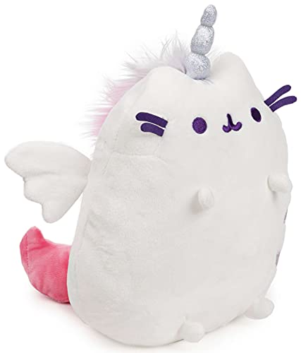 Peluche de gato con forma de unicornio alado con símbolo de luna, 23 cm, multicolor