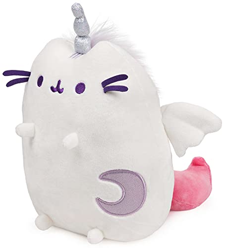 Peluche de gato con forma de unicornio alado con símbolo de luna, 23 cm, multicolor