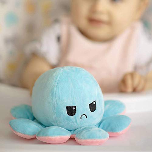 Peluche de Pulpo Reversible, Bonitos Juguetes de Peluche muñeco Vibrante de Doble Cara el Pulpo Reversible Original de Felpa Bonitos Juguetes de Peluche para Niños.(Azul claro a rosa claro)