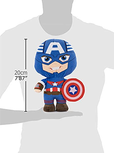 Peluches de los Personajes del Universo Marvel, Avengers, Guardianes de la Galaxia - Calidad Super Soft (20cm, Capitan América)