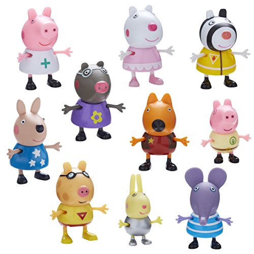 Peppa Pig 06668 - Pack de 10 figuritas disfrazadas Multicolor, 4 x 5 x 5,5 cm