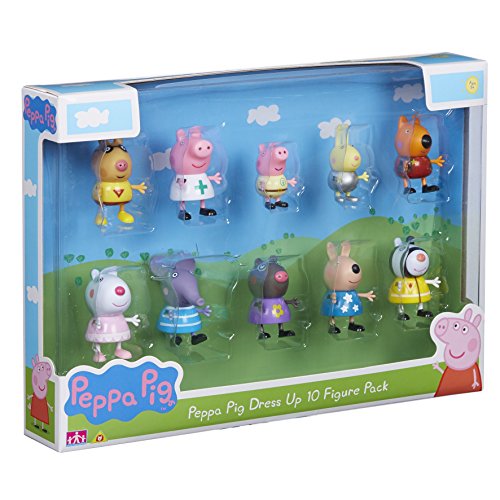 Peppa Pig 06668 - Pack de 10 figuritas disfrazadas Multicolor, 4 x 5 x 5,5 cm