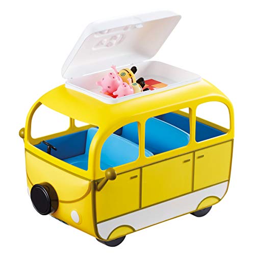 Peppa Pig, Camping-Car con Tienda de campaña y 4 Personajes, Figuras de Familia con Ropa de Vacaciones, Bicicletas, Luces de Campamento y Accesorios, Juguete para niños a Partir de 3 años, PPC46