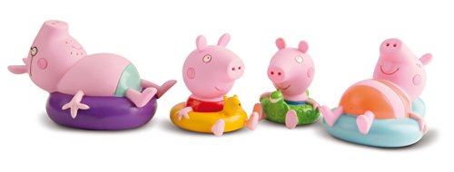 Peppa Pig Juguete de baño con 4 figuras de Peppa Pig que flotan en agua; Para bebé, niño y niña de +18 meses