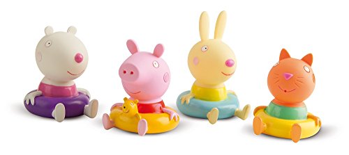 Peppa Pig Juguete de baño con 4 figuras de Peppa Pig que flotan en agua; Para bebé, niño y niña de +18 meses