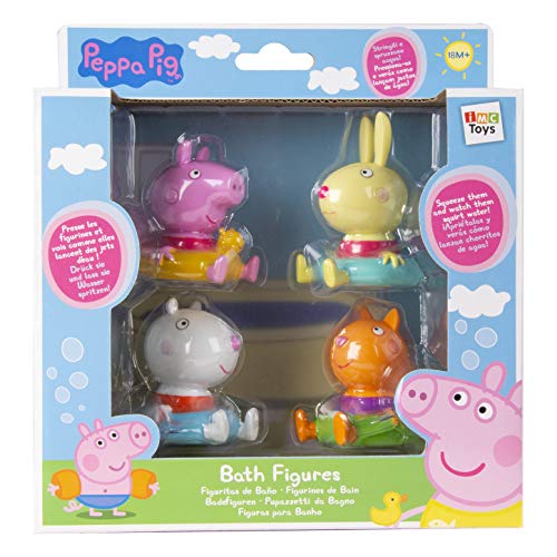 Peppa Pig Juguete de baño con 4 figuras de Peppa Pig que flotan en agua; Para bebé, niño y niña de +18 meses