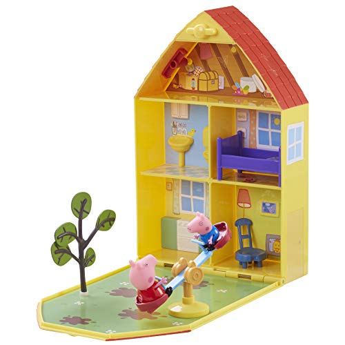 Peppa Pig, la casa de Peppa con jardín y 2 Personajes, Figuras, Muebles y Accesorios, asa práctica para el Transporte, Juguete para niños a Partir de 3 años, PPC11