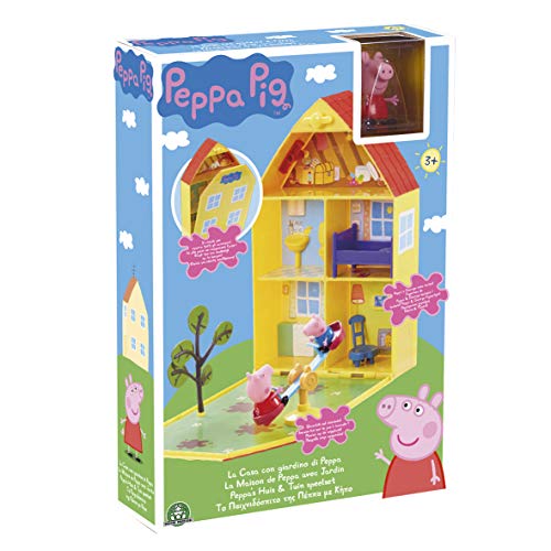 Peppa Pig, la casa de Peppa con jardín y 2 Personajes, Figuras, Muebles y Accesorios, asa práctica para el Transporte, Juguete para niños a Partir de 3 años, PPC11