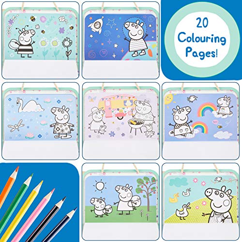 Peppa Pig Maletin Manualidades Niños, Juego de Actividades con Pegatinas Infantiles Libro Colorear Lapices de Colores y Sellos, Regalos Creativos para Niños y Niñas