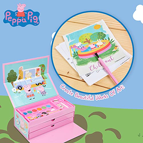 Peppa Pig Maletin Pinturas, Material Escolar Con Ceras de Colores Y Lapices De Colores, Kit Dibujo Para Niña