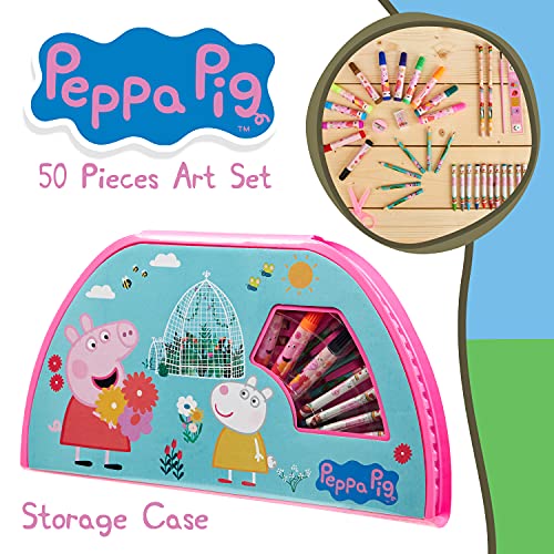 Peppa Pig Maletin Pinturas, Material Escolar Con Ceras de Colores Y Lapices De Colores, Kit Dibujo Para Niña