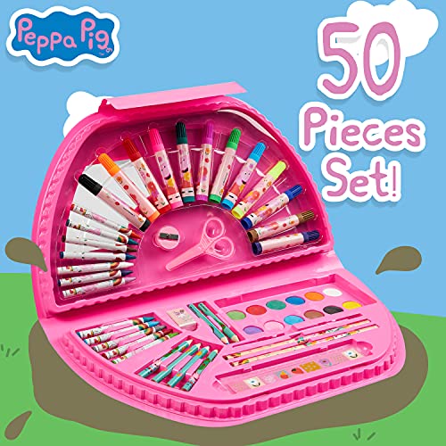 Peppa Pig Maletin Pinturas, Material Escolar Con Ceras de Colores Y Lapices De Colores, Kit Dibujo Para Niña