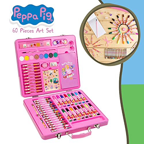 Peppa Pig Maletin Pinturas, Material Escolar Con Ceras de Colores Y Lapices De Colores, Kit Dibujo Para Niña