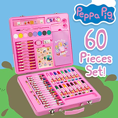 Peppa Pig Maletin Pinturas, Material Escolar Con Ceras de Colores Y Lapices De Colores, Kit Dibujo Para Niña