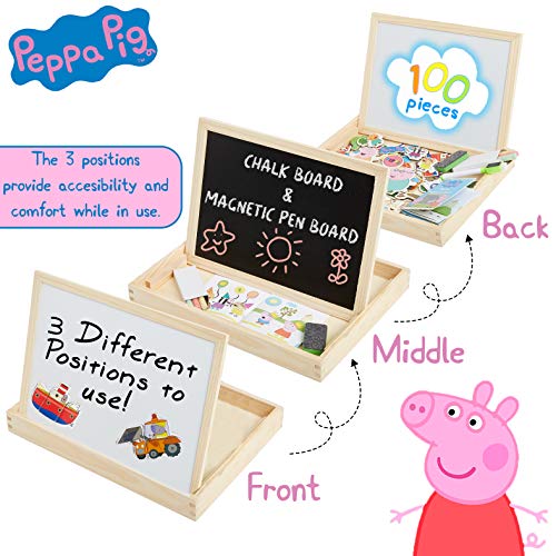 Peppa Pig Pizarra Infantil, Pizarra Magnetica Infantil y Puzzle Niños, Incluye Imanes Rotuladores y Tizas de Colores para Pizarra, Juguetes Regalos para Ninos y Ninas 3+